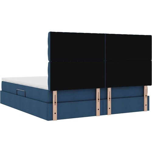  Krevet s od storage s madracem Plava 160 x 200 cm Lažna koža Slike