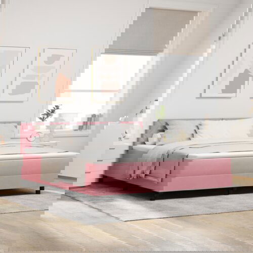 Box Spring postelja z vzmetnico Roza Super King Velur, (22052230) Cene