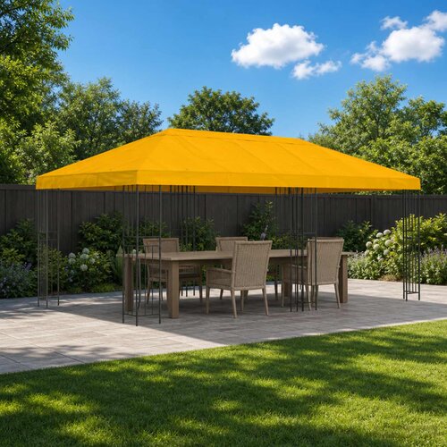 Paviljon s bočnim stranama 6 x 3 m Žuta Poliester i čelik 190 Cijene
