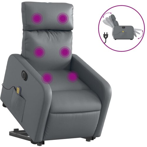 Maison Chic Električni masažni stol - Relax naslanjač s funkcijo vstajanja sivo umetno usnje, (22061791) Cene