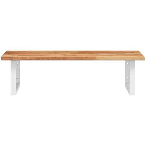  Zidna polica za umivaonik od čelika i masivnog bagremovog drva Smeđa 80 x 50 x 2 cm Slike