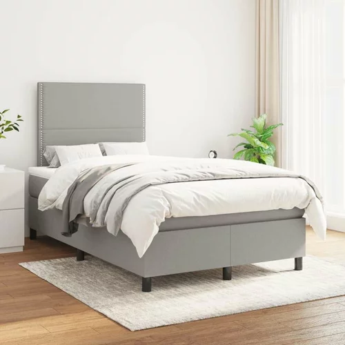  Box spring postelja z vzmetnico svetlo siva 120x200 cm blago, (20789747)