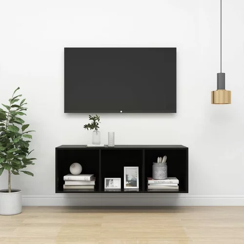  Zidni TV ormarić visoki sjaj crni 37 x 37 x 107 cm od iverice