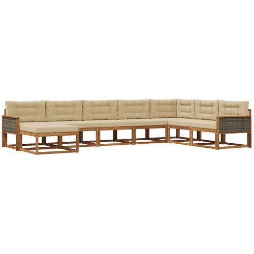 vidaXL Zunanja garnitura za sedenje z blazino 8 pcs Naravna in bež, (5000280195) Cene