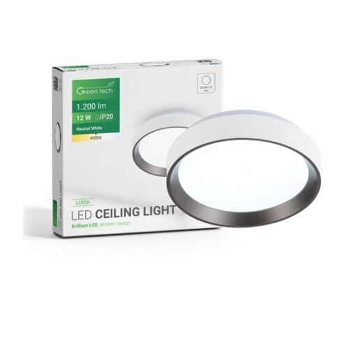 Greentech LED plafonjera 12w 4000k ip20 bel+antracit 25.8cm ( luvia ) Slike