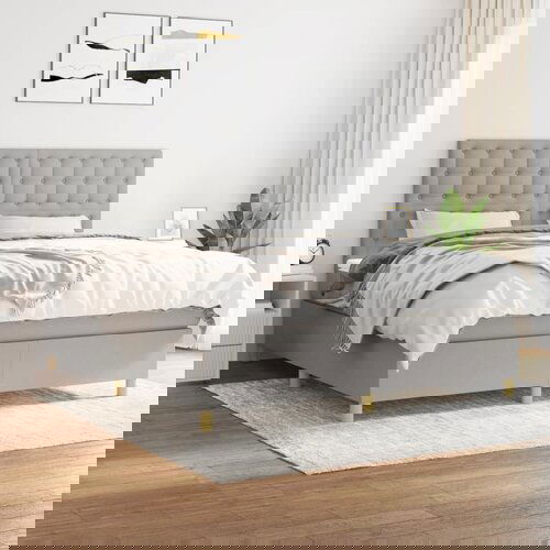 The Living Store Box spring postelja z vzmetnico svetlo siva 180x200 cm blago - Box Spring Postelja, (21519654) Cene
