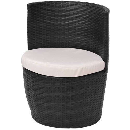  3-dijelni bistro set od poliratana s jastucima crni Slike