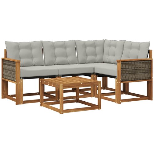 vidaXL Zunanja garnitura za sedenje 5 pcs Naravna in svetlo siva, (5000281667) Cene