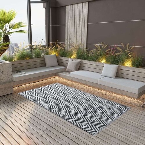 vidaXL Zunanja preproga bela in črna 160x230 cm PP Cene