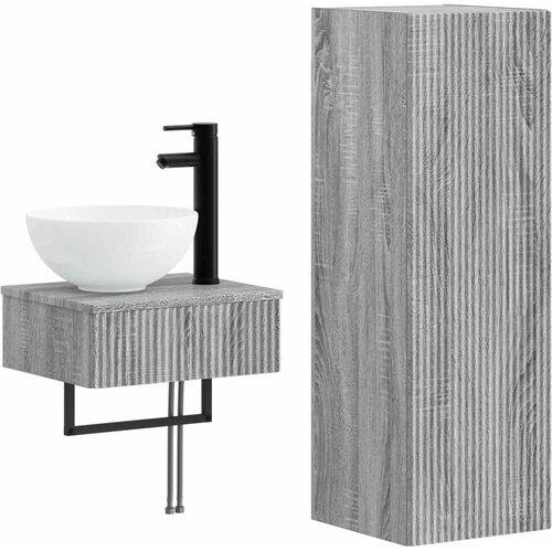  Set namje&amp;scaron;taja za kupaonicu 2 kom. Siva Sonoma 33 x 34,5 x 100 cm Slike