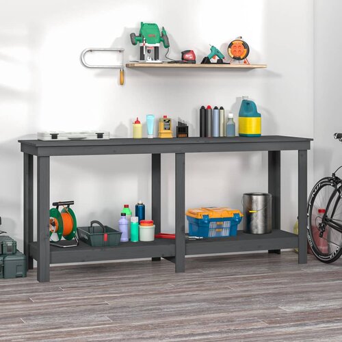 VidaXL Delovna miza siva 180x50x80 cm trdna borovina Slike