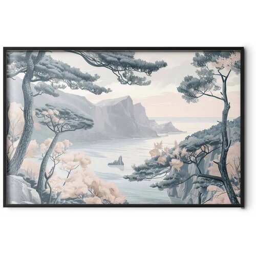  Plakat - Blue Coast in Delicate Colors 42x29.7 Crni okvir Slike