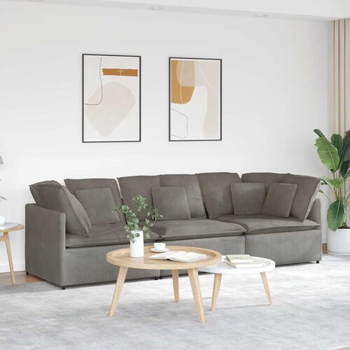  Modularna sofa s jastucima, korduro tkanina, svijetlo siva Slike