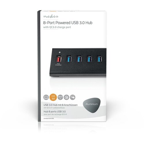 Nedis USB hub UHUBUP3810BK z 8 USB 3.0 priključki, (5000507106) Cene