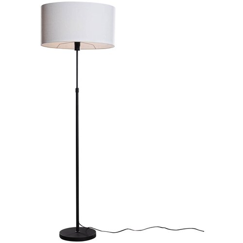 QAZQA Vloerlamp zwart met ovale linnen kap wit 50cm - Parte Slike