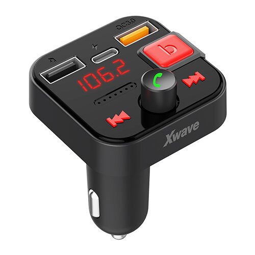 X Wave FM transmiter za kola/Bluetooth/A2DP/LCD/USB brzog punjenja QC3.0 TIP-C i USB port 5V/2.4A Cene