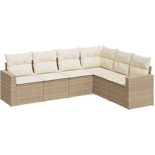 vidaXL 6-dijelni set vrtnih sofa s jastucima bež od poliratana Cijene