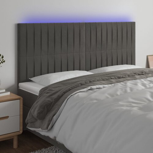 vidaXL LED posteljno vzglavje temno sivo 180x5x118/128 cm žamet Cene