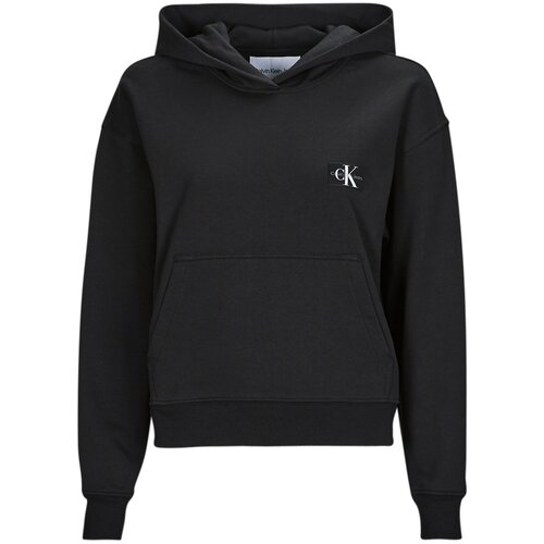 Calvin Klein Jeans Puloverji WOVEN LABEL HOODIE Črna Slike