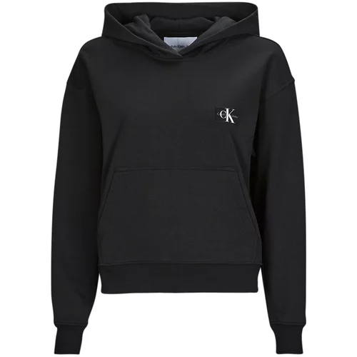 Calvin Klein Jeans WOVEN LABEL HOODIE Crna