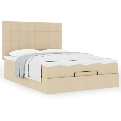 VidaXL otomanski okvir kreveta s madraca krem 140x200cm od tkanine Slike