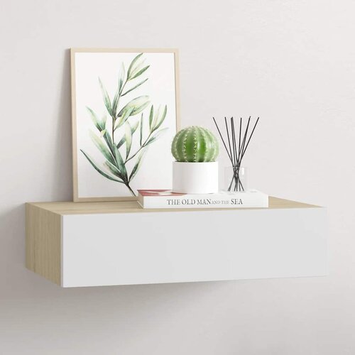  Zidna polica s ladicama hrast i bijela 40x23,5x10 cm MDF Cijene