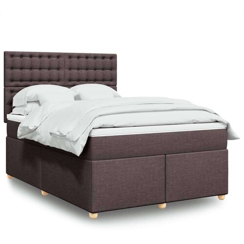 VidaXL Krevet s oprugama i madracem tamnosmeđi 140 x 190 cm od tkanine Slike