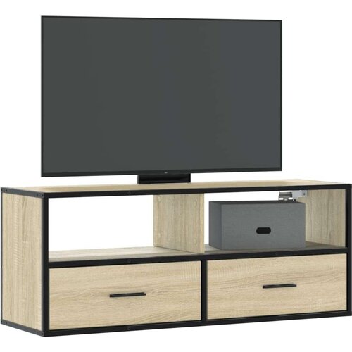 vidaXL TV ormarić boja hrasta 100x31x39,5 cm konstruirano drvo i metal Cijene