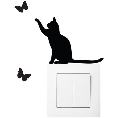 Ambiance Črna nalepka za stikalo Cat Cene