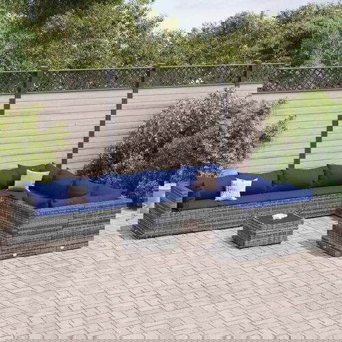  The Living Store Vrtna sedežna garnitura 10-delna z blazinami siv poli ratan - Vrtna Sedežna Garnitura, (21478945) Cene