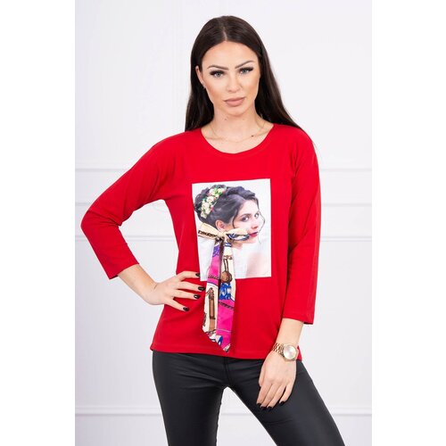 Kesi Blouse with graphics and a colorful bow 3D red Cijene