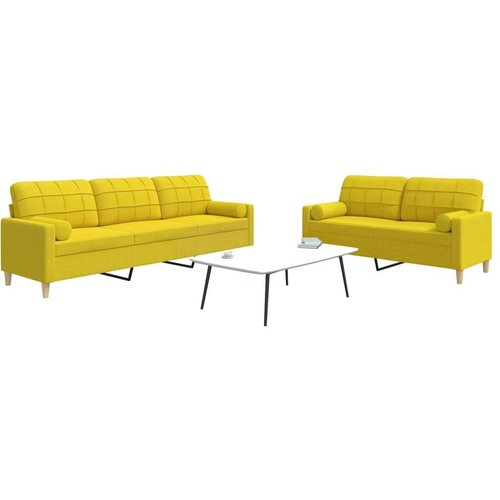  2-dijelni set sofa s ukrasnim jastucima svjetložuti od tkanine Cijene