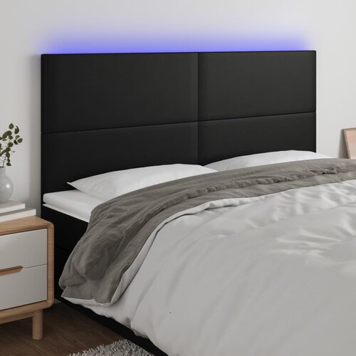 The Living Store led posteljno vzglavje črno 180x5x118/128 cm umetno usnje - led vzglavje, (21418706) Slike