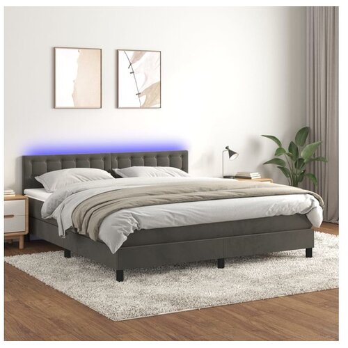  Box spring s madracem LED tamnosivi 160x200 cm baršun Cene