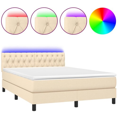 Maison Chic Box spring postelja - Vzmetna postelja z vzmetnico LED krem 140x190 cm blago SL21594, (21892211) Cene