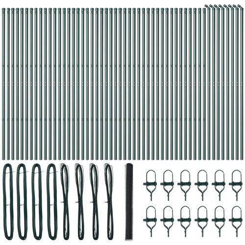 vidaXL Siva Hexagonalna Ograda 1.6x100 m Čelik, Stupovi za Ograde 13 kom Zeleni Ø32 mm 210 cm Galvanizirani Čelik Cijene