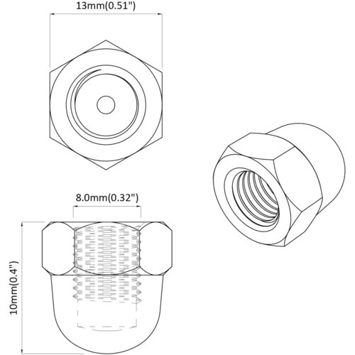  &amp;Scaron;esterokutne žižak matice 3913 pcs Srebrno Metal Slike