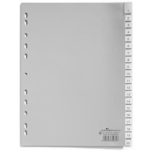 Durable Ločilni listi 1/20 sivi (6443), (20382460) Cene