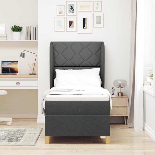  Krevet s opruga kutije Tamno siva 200 x 80 cm tkanina Slike