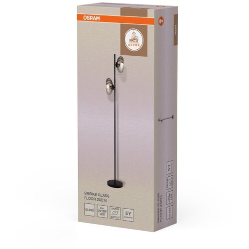 Osram podna lampa decor smoke 2xE14/12W/230V crna/zadimljeno-siva Slike