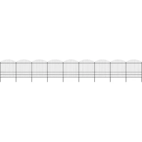 Vrtna ograja s koničastimi vrhovi jeklo (1,75-2)x15,3 m črna