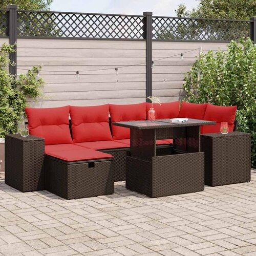  7-dijelni set vrtnih sofa od poliratana s jastucima crni bagrem Cijene