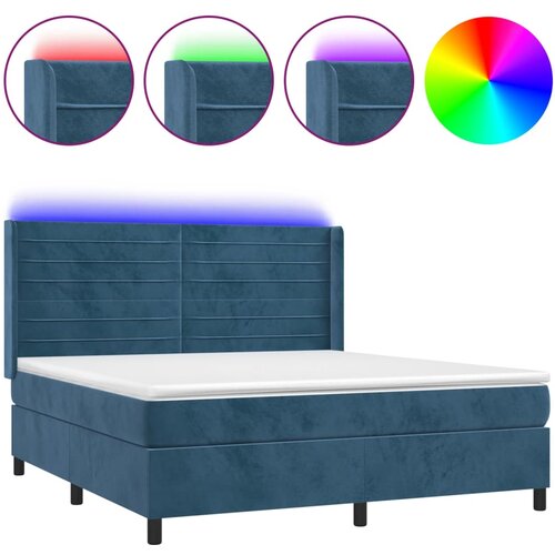 Maison Chic Box spring postelja - Vzmetna postelja z vzmetnico LED temno modra 180x200cm žamet SL3359, (21900050) Cene