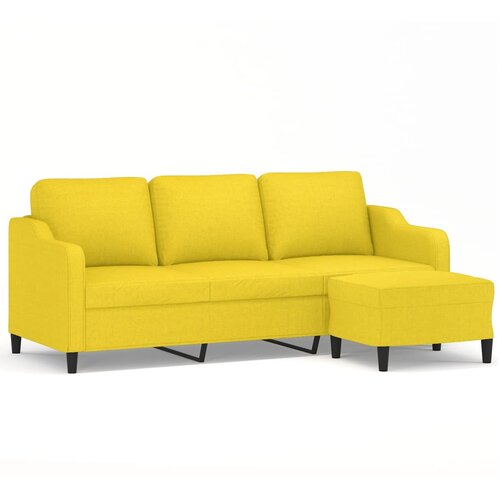 vidaXL Trosjed s tabureom svjetložuti 180 cm od tkanine Cijene