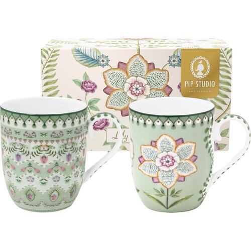 Pip Studio Lily &amp;amp; Lotus - majhna skodelica - komplet 2 kosov - Svetlo zelena Slike