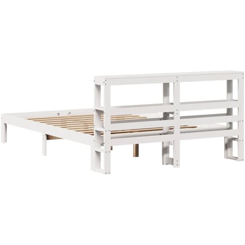  Okvir za krevet s uzglavljem bijeli 135 x 190 cm od borovine Slike
