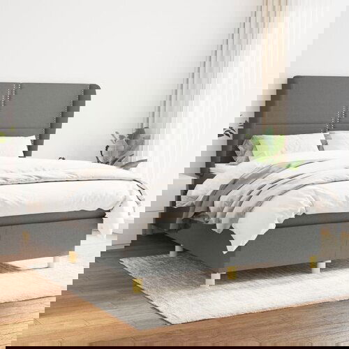 VidaXL Krevet s oprugama i madracem tamnosivi 140x190 cm od tkanine Slike