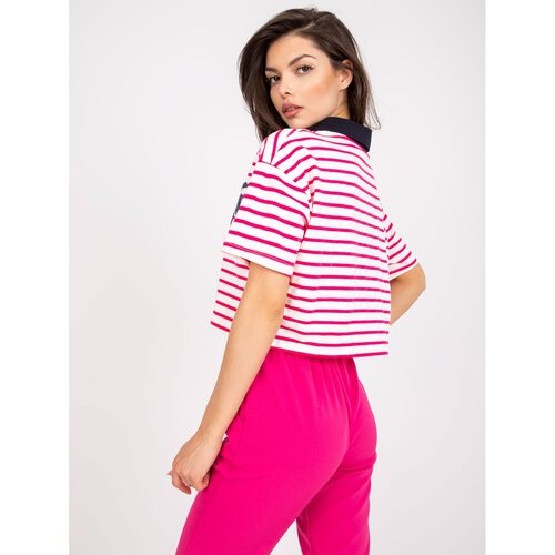 Fashion Hunters White and pink short polo shirt with a print Slike