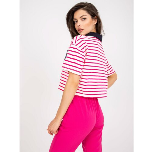 Fashion Hunters White and pink short polo shirt with a print Slike