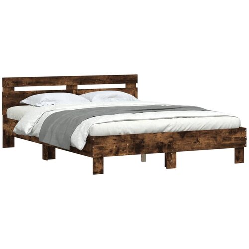 VidaXL Okvir za krevet s uzglavljem boja hrasta 140x190 cm drveni Slike
